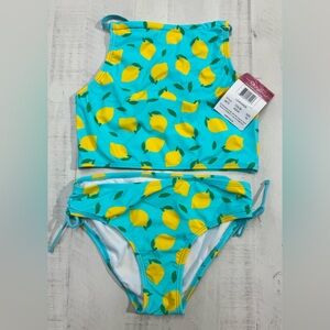 Kanu Surf Girl's Lemonade Beach Sport 2-Piece swimsuit Tankini, Size 14 nwt